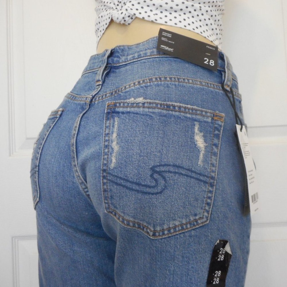 New SILVER JEANS Size 28 High Rise Straight Denim